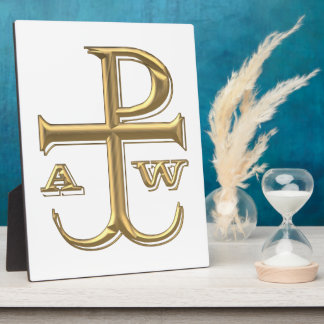 Golden "3-D" Chi-Rho mit Anchor Fotoplatte