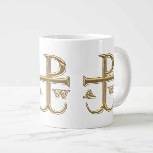 Golden "3-D" Chi-Rho mit Anchor Jumbo-Tasse (Vorderseite Rechts)