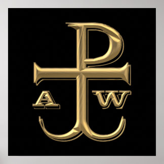 Golden "3-D" Chi-Rho mit Anchor Poster