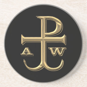 Golden "3-D" Chi-Rho mit Anchor Sandstein Untersetzer