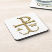 Golden "3-D" Chi-Rho mit Anchor Untersetzer (Linke Seite)