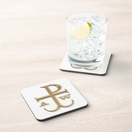 Golden "3-D" Chi-Rho mit Anchor Untersetzer (Rechte Seite)