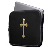 Golden "3-D" Cross 2 Laptopschutzhülle (Vorderseite Links)