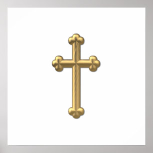 Golden "3-D" Cross 2 Poster