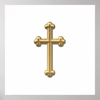 Golden "3-D" Cross 2 Poster
