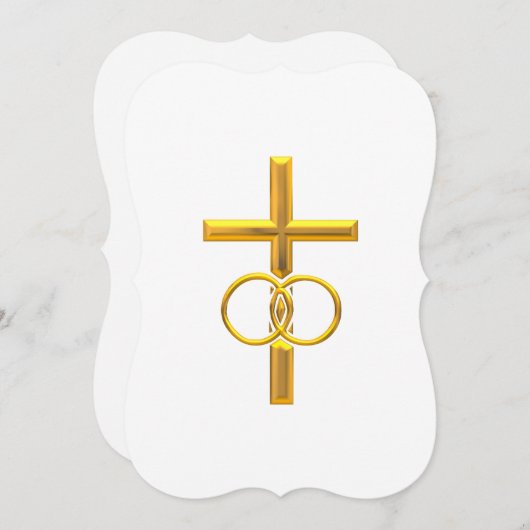 Golden 3-D Cross mit Hochzeitsrennen Einladung (Vorne/Hinten)