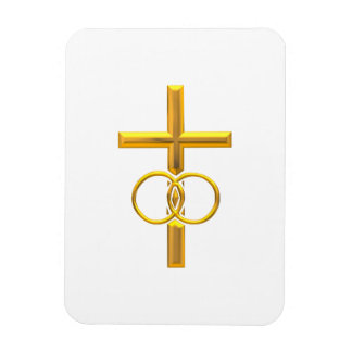 Golden 3-D Cross mit Hochzeitsrennen Magnet