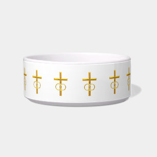 Golden 3-D Cross mit Hochzeitsrennen Napf