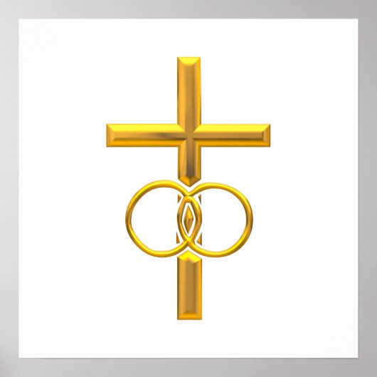 Golden 3-D Cross mit Hochzeitsrennen Poster (Vorne)