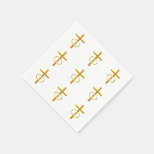 Golden 3-D Cross mit Hochzeitsrennen Serviette