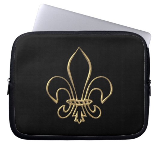 Golden "3-D" Fleur-de-lis Laptopschutzhülle (Vorderseite)