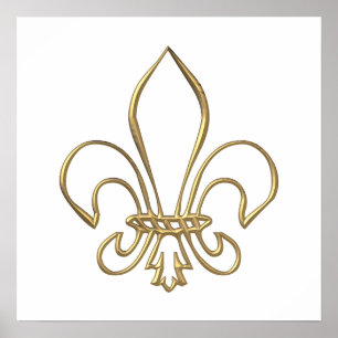 Golden "3-D" Fleur-de-lis Poster