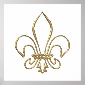 Golden "3-D" Fleur-de-lis Poster
