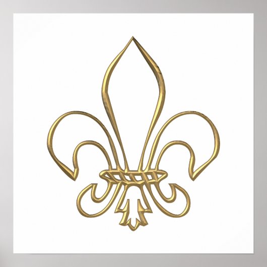 Golden "3-D" Fleur-de-lis Poster (Vorne)