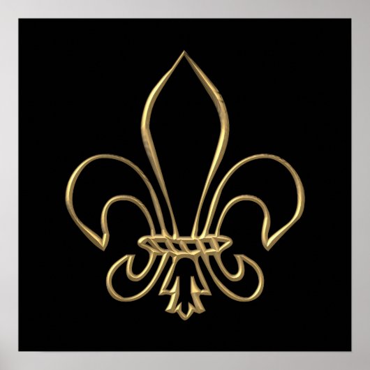 Golden "3-D" Fleur-de-lis Poster (Vorne)