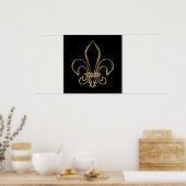Golden "3-D" Fleur-de-lis Poster (Küche)