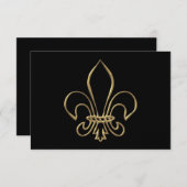 Golden "3-D" Fleur-de-lis RSVP Karte (Vorne/Hinten)