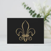 Golden "3-D" Fleur-de-lis RSVP Karte (Stehend Vorderseite)
