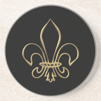 Golden "3-D" Fleur-de-lis Sandstein Untersetzer