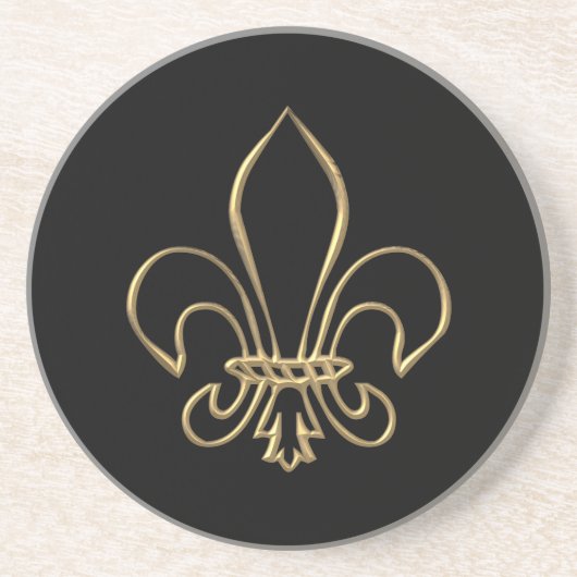 Golden "3-D" Fleur-de-lis Sandstein Untersetzer (Vorne)