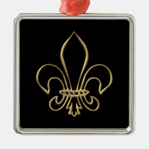Golden "3-D" Fleur-de-lis Silbernes Ornament