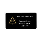 Golden "3-D" Gottes Augensymbol Adressaufkleber (Vorne)