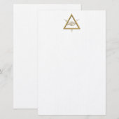 Golden "3-D" Gottes Augensymbol Briefpapier (Vorne/Hinten)