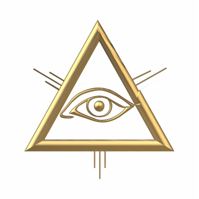 Golden "3-D" Gottes Augensymbol Freistehende Fotoskulptur (Vorne)