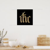 Golden "3-D" IHC Christogram Poster (Küche)