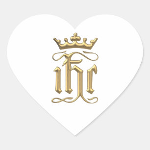 Golden "3-D" IHC mit Krone Herz-Aufkleber