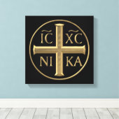 Golden "3-D" Jesus Christus: Conquers Leinwanddruck (Insitu (Holzboden))