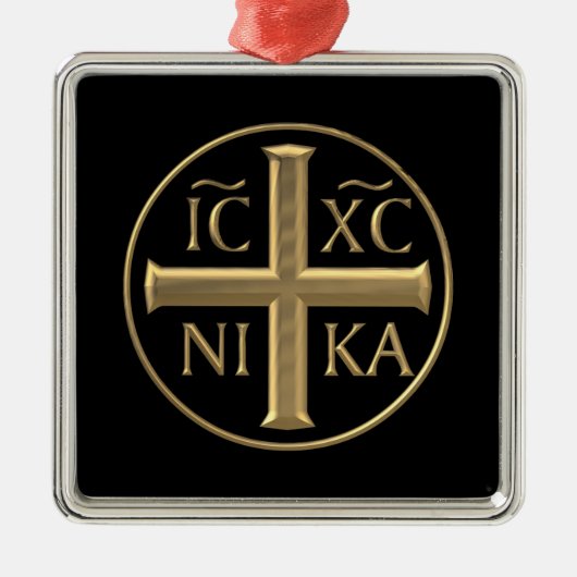 Golden "3-D" Jesus Christus: Conquers Silbernes Ornament (Vorne)