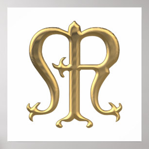 Golden "3-D" Jungfrau Mary Symbol Poster