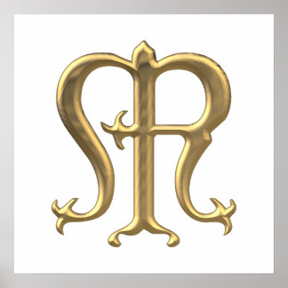 Golden "3-D" Jungfrau Mary Symbol Poster