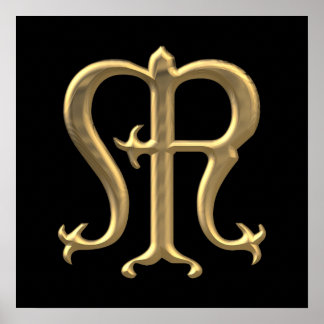 Golden "3-D" Jungfrau Mary Symbol Poster