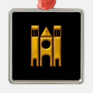 Golden "3-D" Kathedrale 2 Ornament Aus Metall