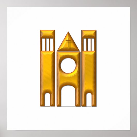 Golden "3-D" Kathedrale 2 Poster (Vorne)