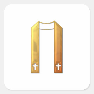 Golden "3-D" Liturgical Stole Quadratischer Aufkleber