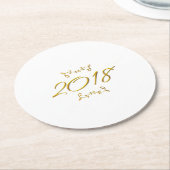 Golden 3-D Look 2018 Runder Pappuntersetzer (Angewinkelt)