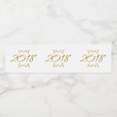 Golden 3-D Look 2018 Water Bottle Template Wasserflaschenetikett (Einzelnes Label)