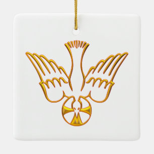 Golden 3-D Look Abstieg des Heiligen Geistes Keramikornament