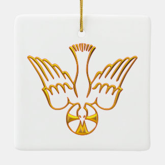 Golden 3-D Look Abstieg des Heiligen Geistes Keramikornament