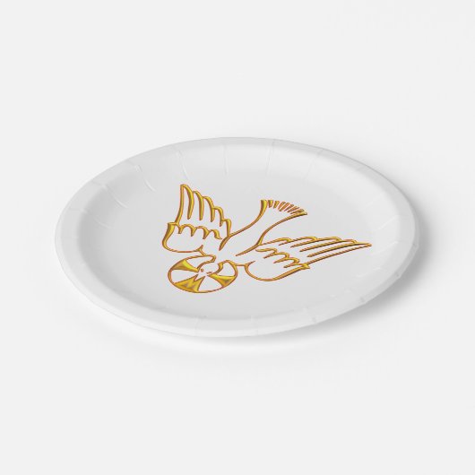 Golden 3-D Look Abstieg des Heiligen Geistes Pappteller (Schrägansicht)