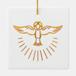 Golden 3-D Look Ascent of The Holy Spirit Keramikornament