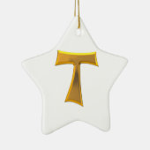 Golden 3-D Look Franciscan Tau Cross Keramik Ornament (Rechts)