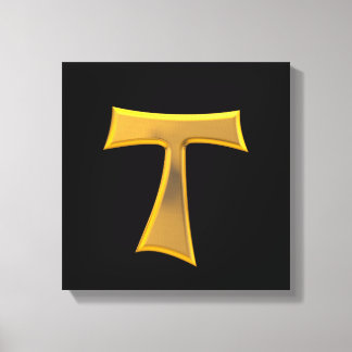 Golden 3-D Look Franciscan Tau Cross Leinwanddruck