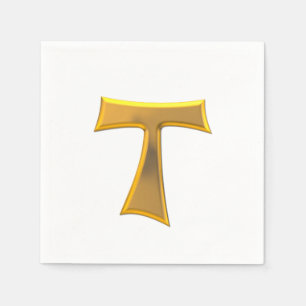 Golden 3-D Look Franciscan Tau Cross Serviette
