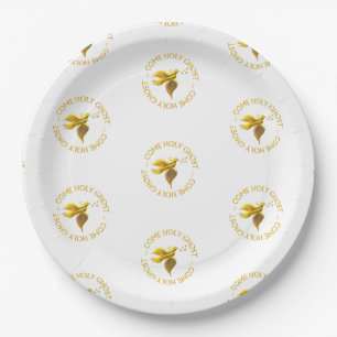 Golden 3-D Look Holy Ghost - Heiliger Geist Pappteller