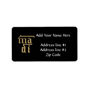Golden "3-D" Mother of God (Ma Di) Symbol Adressaufkleber