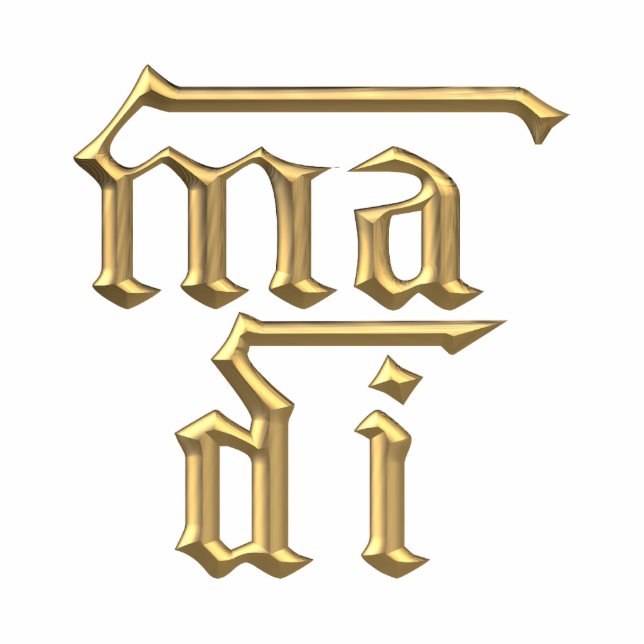 Golden "3-D" Mother of God (Ma Di) Symbol Freistehende Fotoskulptur (Vorne)